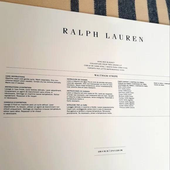 Ralph Lauren Waltham Stripe King Blanket MSRP $430 - Picture 12 of 15